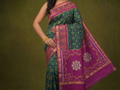 PIK-012 – Peacock Blue & Maroon Pochampally Ikkat Silk Saree