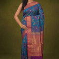 PI 01 Royal Teal & Magenta Zari Floral Silk Saree