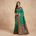 Sea Green & Maroon Resham Silk Saree With Gold Zari Butta - No. AA2602