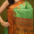 Parrot Green & Copper Paithani Soft Silk Saree