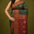 Deep Bottle Green & Maroon Pochampally Ikkat Silk Saree