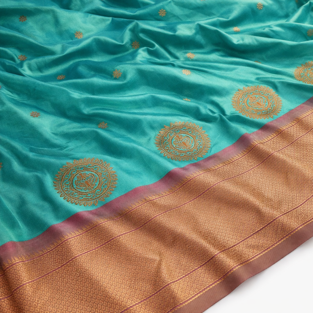 Elegant Sage Green Paithani Silk Saree