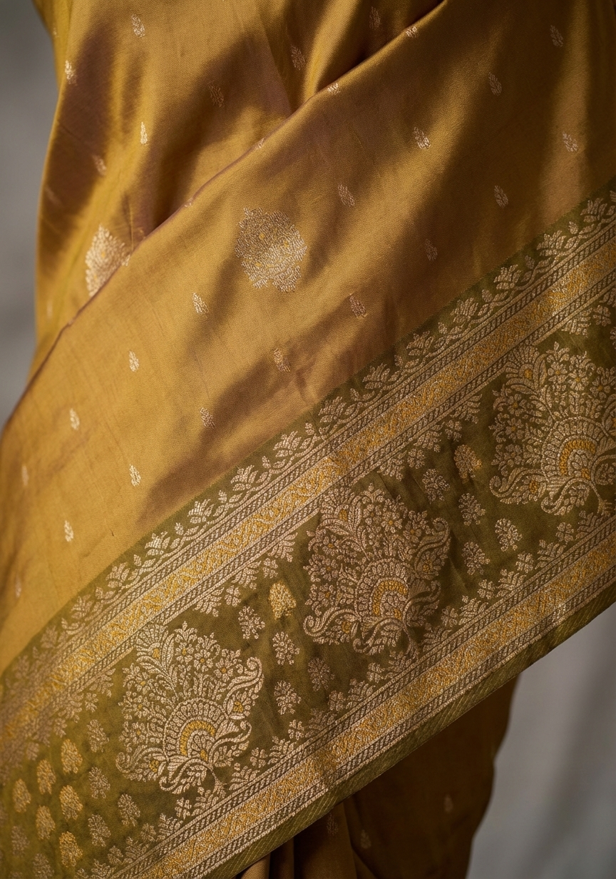 Royal Copper Gold Resham Silk Saree With Zari Border - No. AA2602