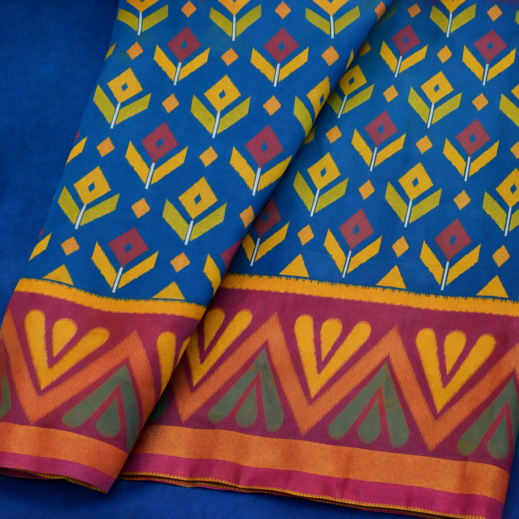 PIK-003 – Royal Blue & Magenta Pochampally Ikkat Silk Saree