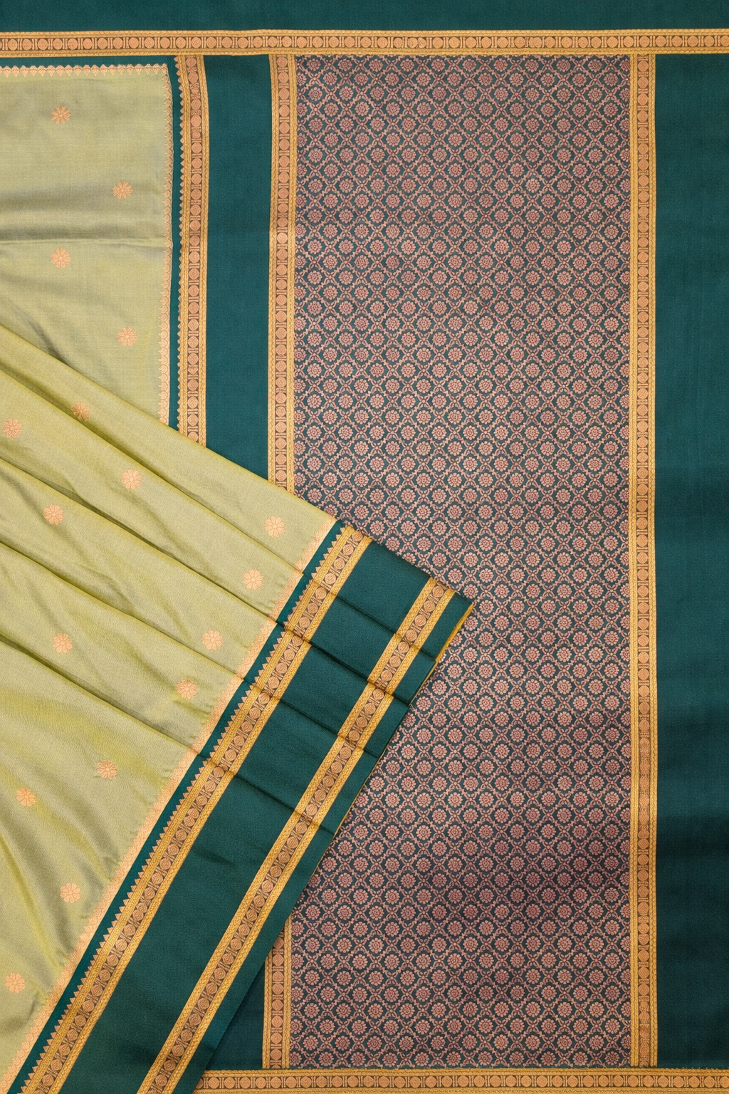 Olive Gold & Green Narayan Peth Soft Silk Saree