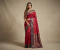 Vibrant Rani Pink Resham Silk Saree with Royal Zari Border