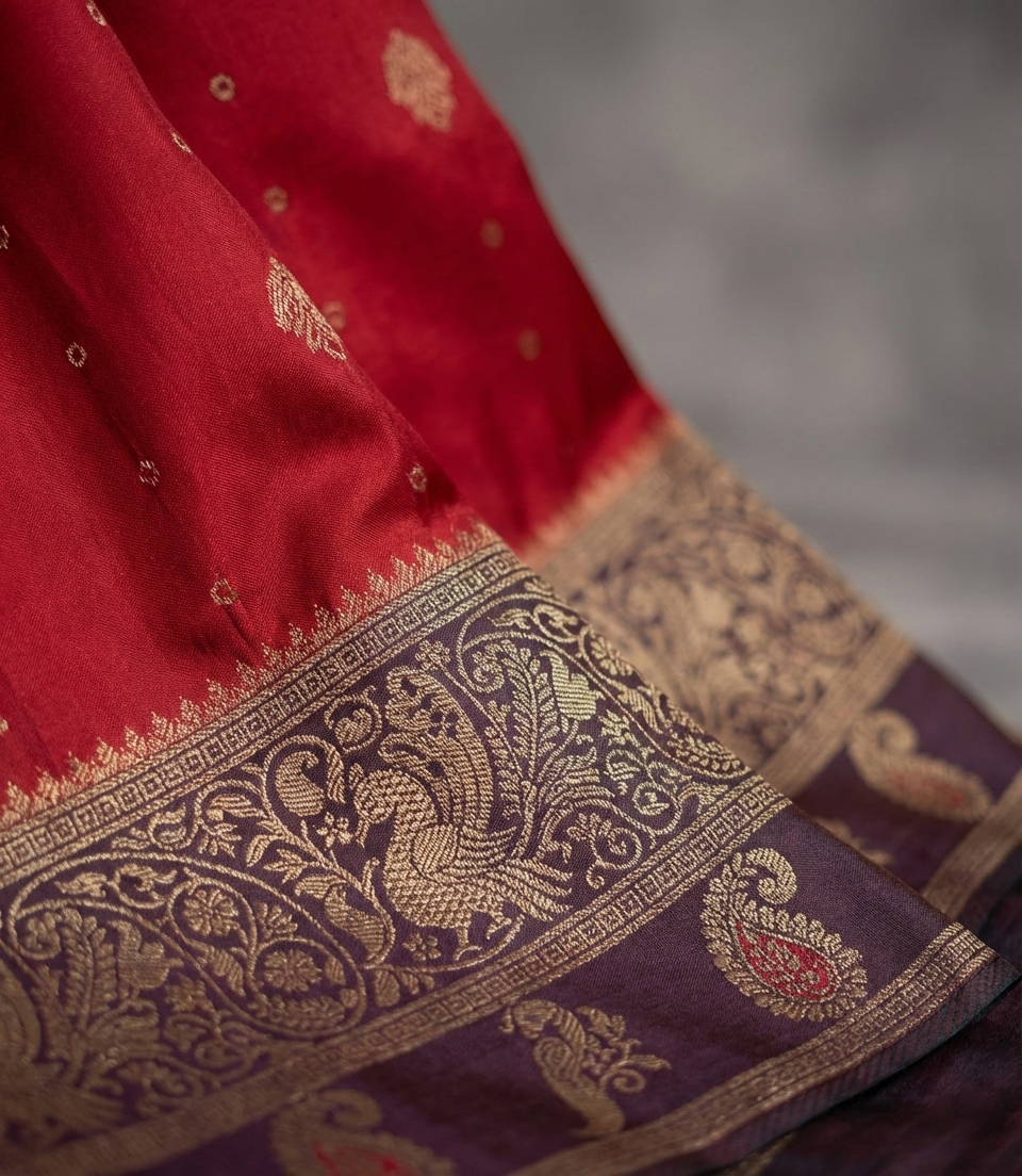 Vibrant Rani Pink Resham Silk Saree with Royal Zari Border