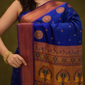 Royal Blue & Copper Paithani Soft Silk Saree