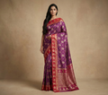 Royal Purple & Red Resham Silk Saree With Zari Work - No. AA2602