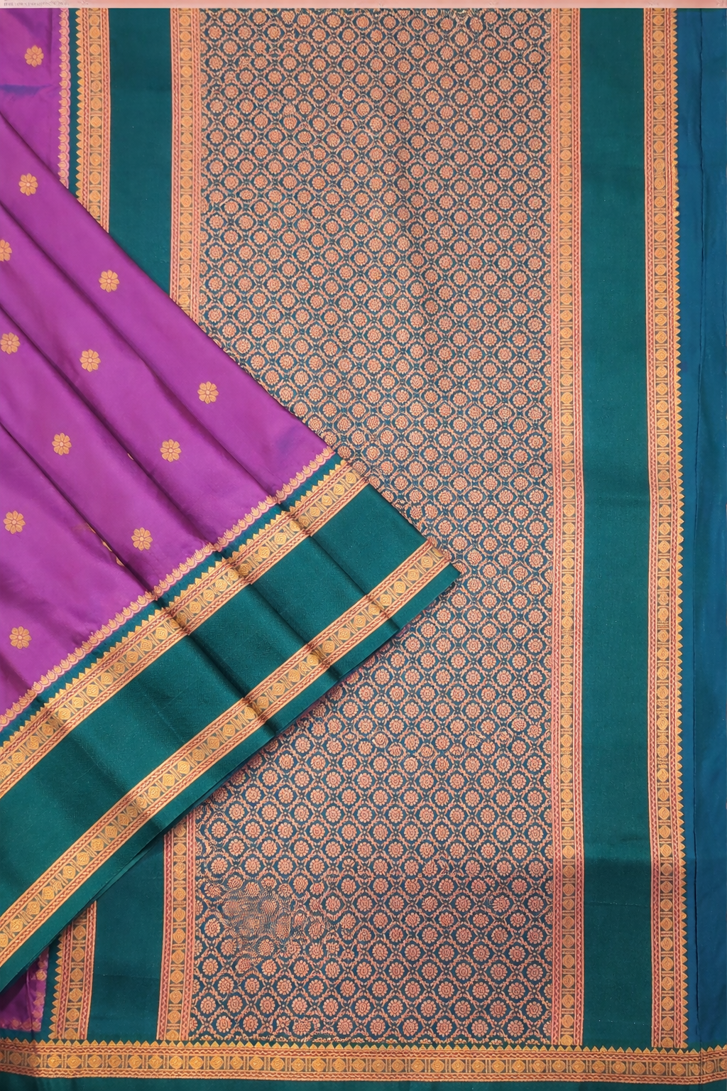 Royal Purple & Green Narayan Peth Soft Silk Saree