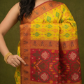 Sunshine Yellow & Gold Pochampally Ikkat Silk Saree
