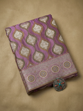 Lavender Pink Banarasi Satin Silk Saree with Elegant Zari Weaving