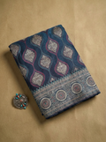 Deep Teal Blue Banarasi Satin Silk Saree with Rich Woven Zari Pallu
