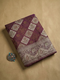 Plum Purple Banarasi Satin Silk Saree with Classic Floral Weaving