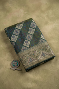 Emerald Green Banarasi Satin Silk Saree with Traditional Zari Detailing