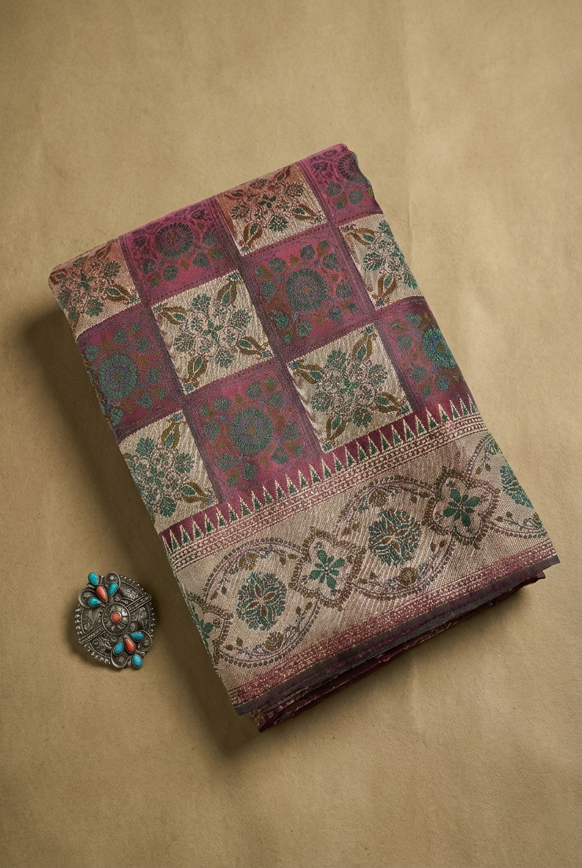 Rani Pink Banarasi Satin Silk Saree with Rich Woven Pallu