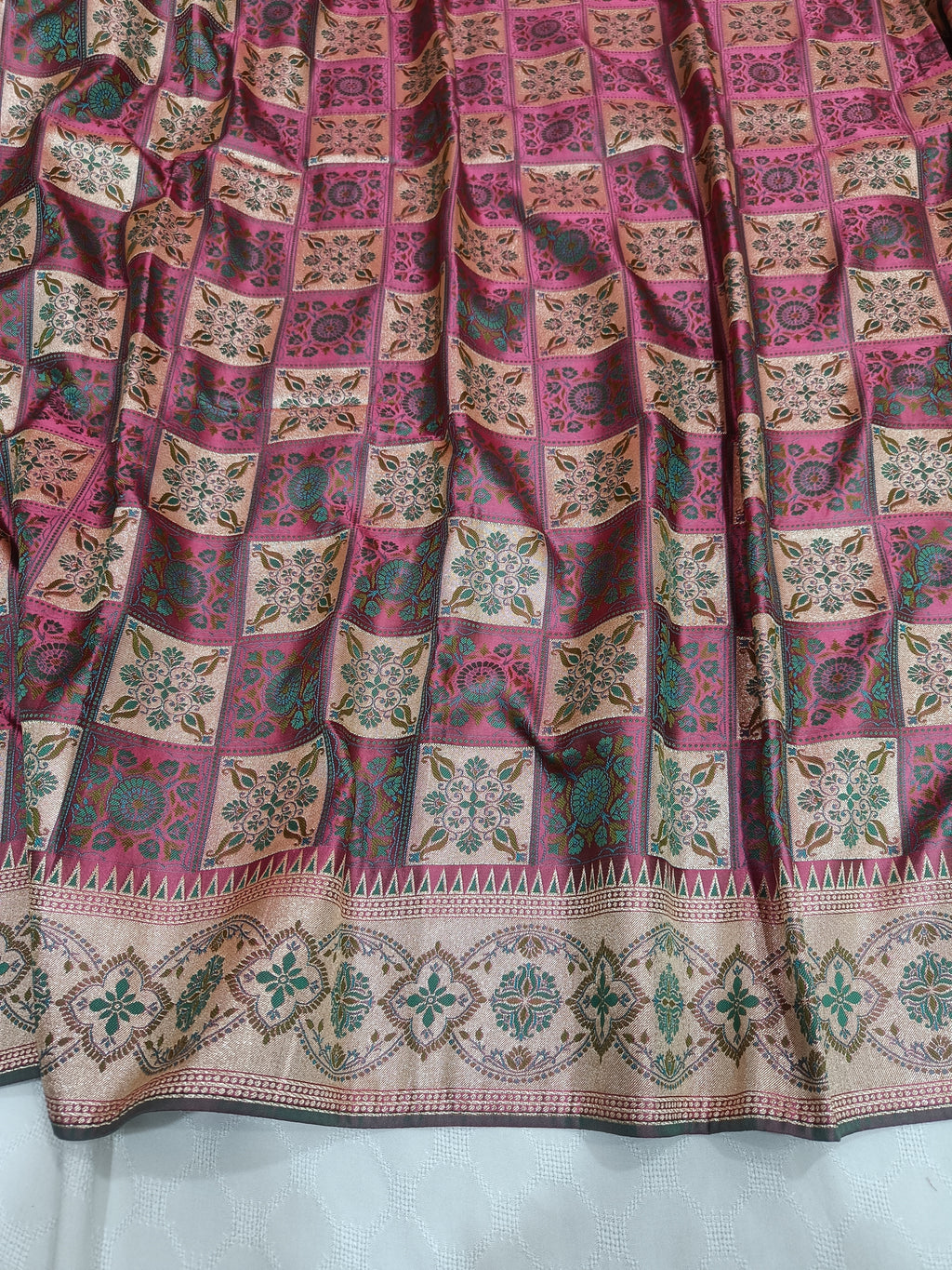 Rani Pink Banarasi Satin Silk Saree with Rich Woven Pallu