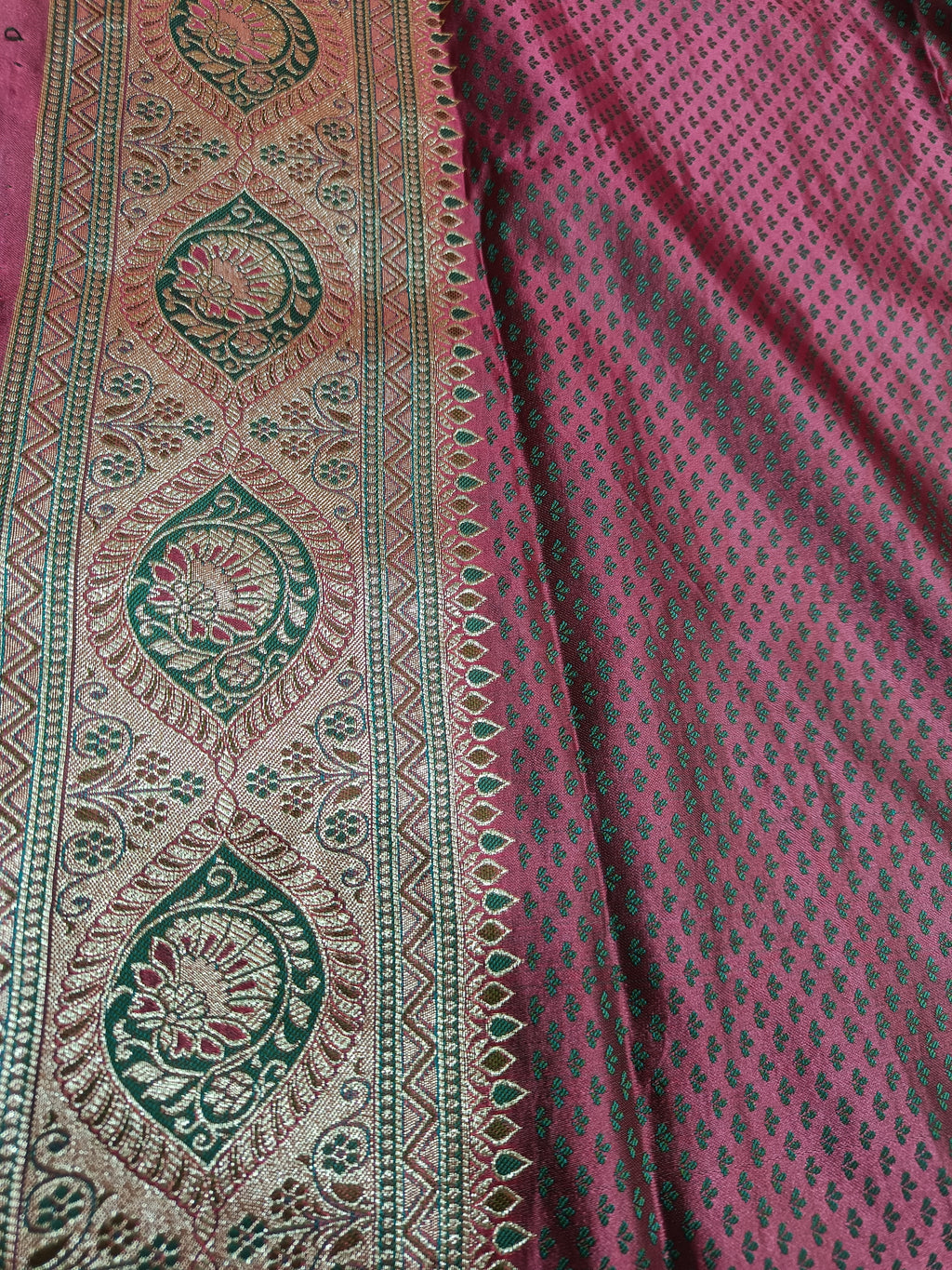 Regal Maroon & Antique Gold Banarasi Satin Silk Saree