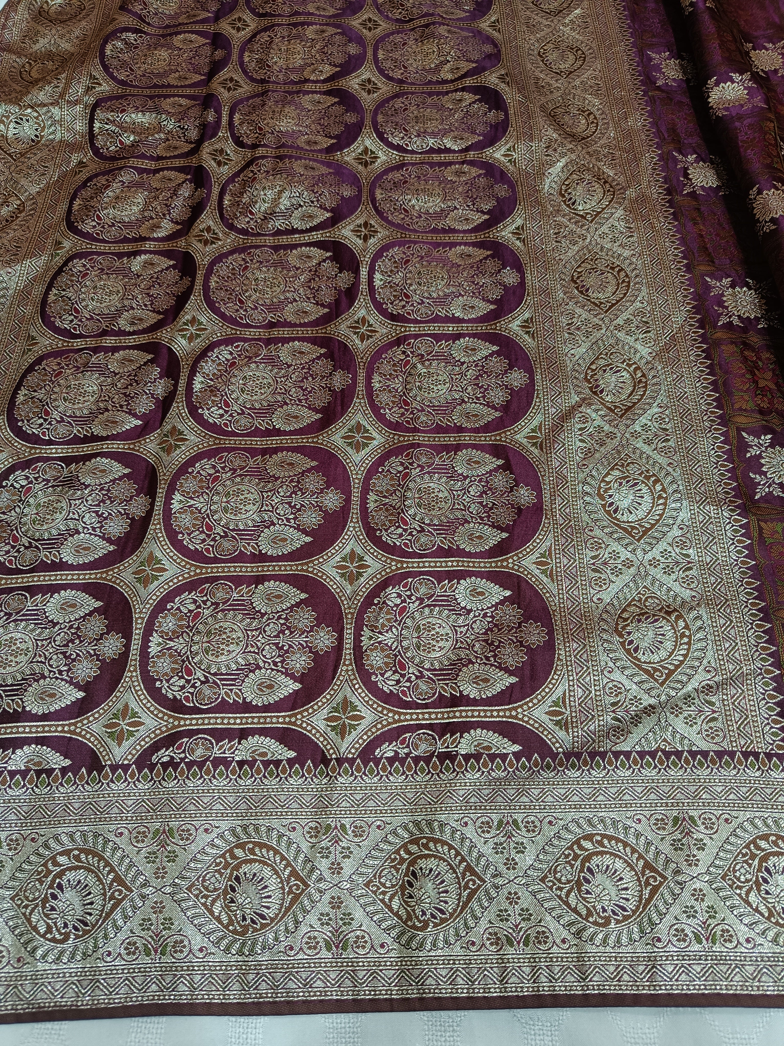 Majestic Deep Purple Banarasi Satin Silk Saree