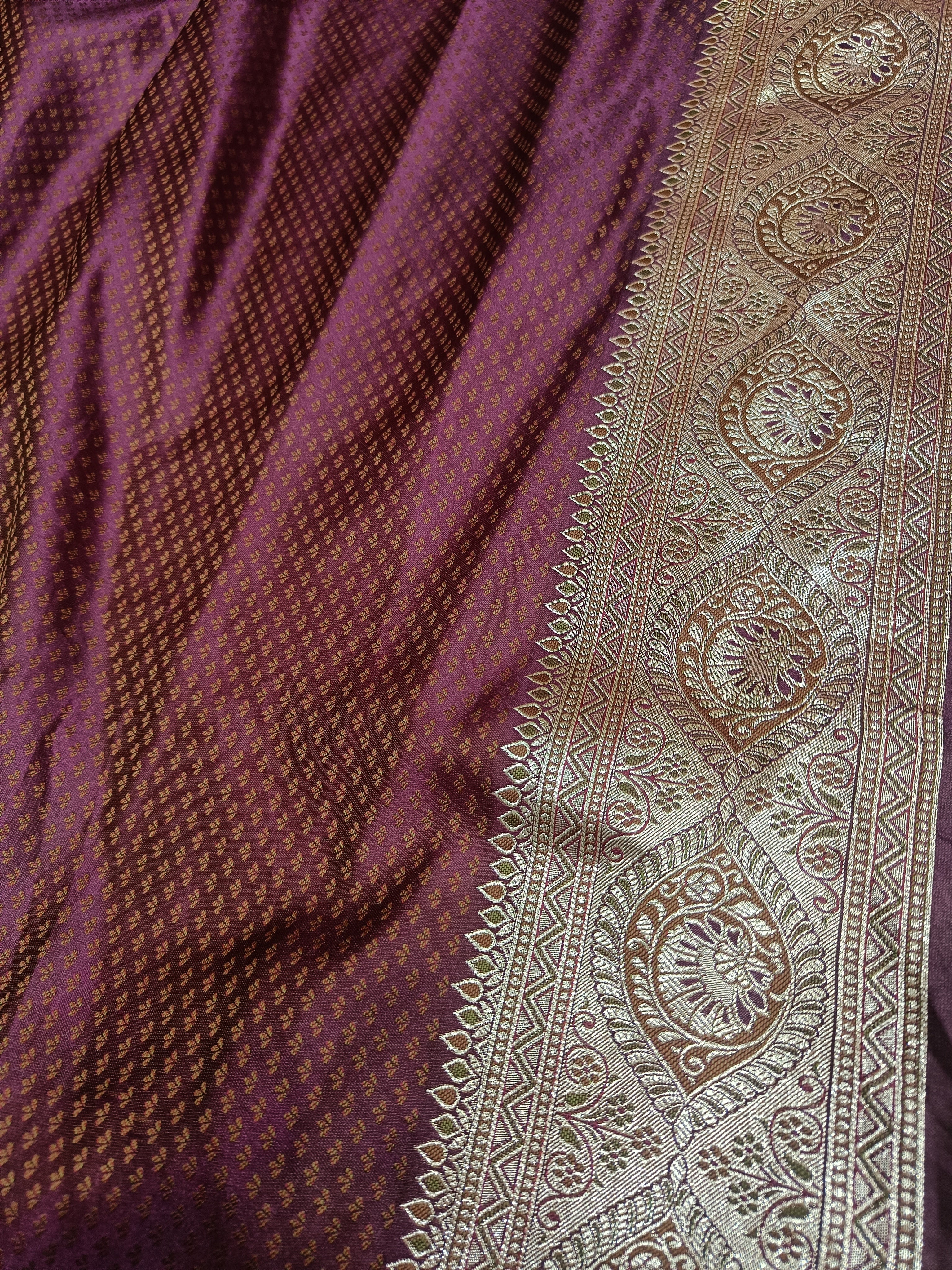 Majestic Deep Purple Banarasi Satin Silk Saree