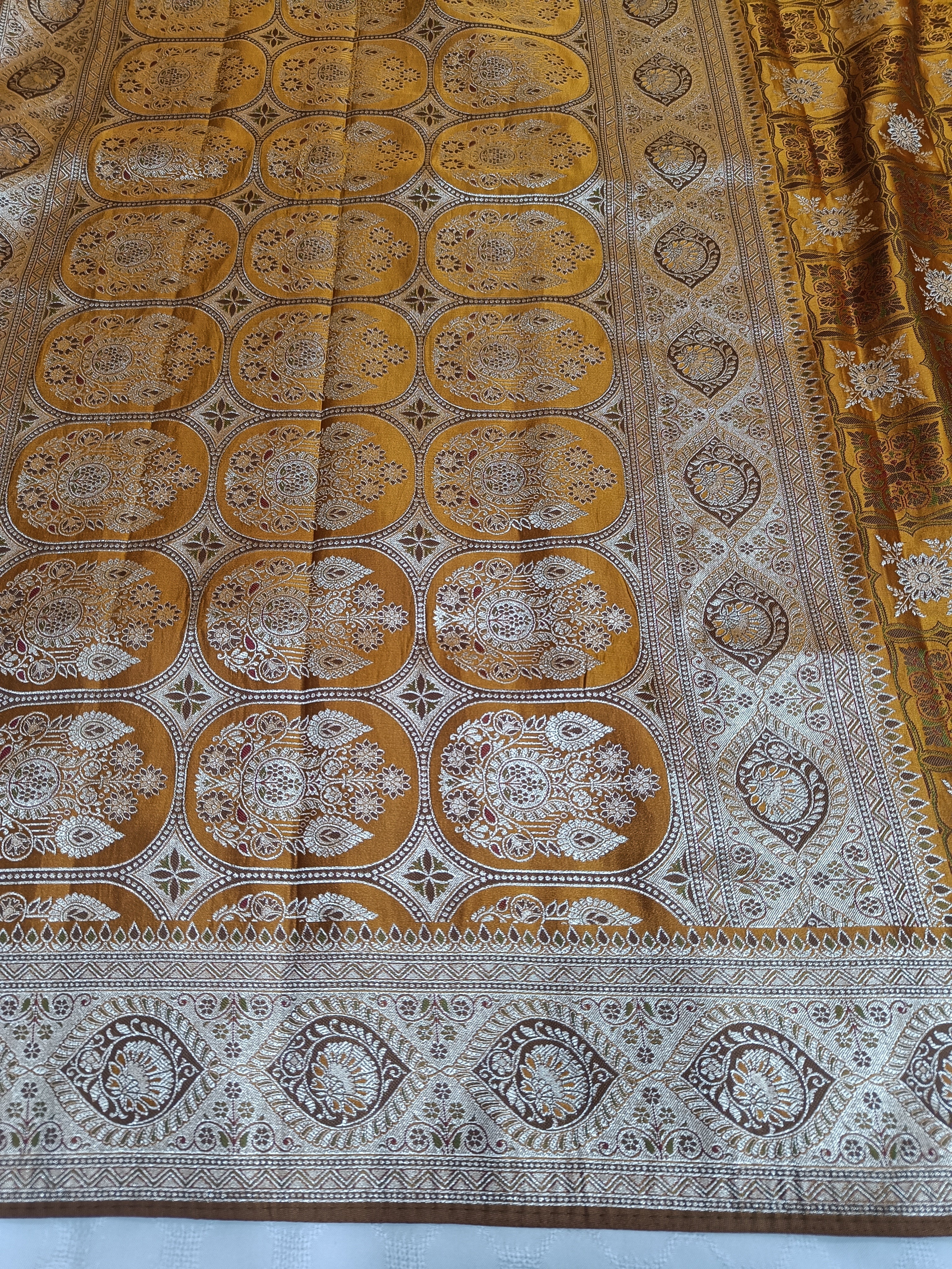 Vibrant Mustard Yellow Banarasi Satin Silk Saree