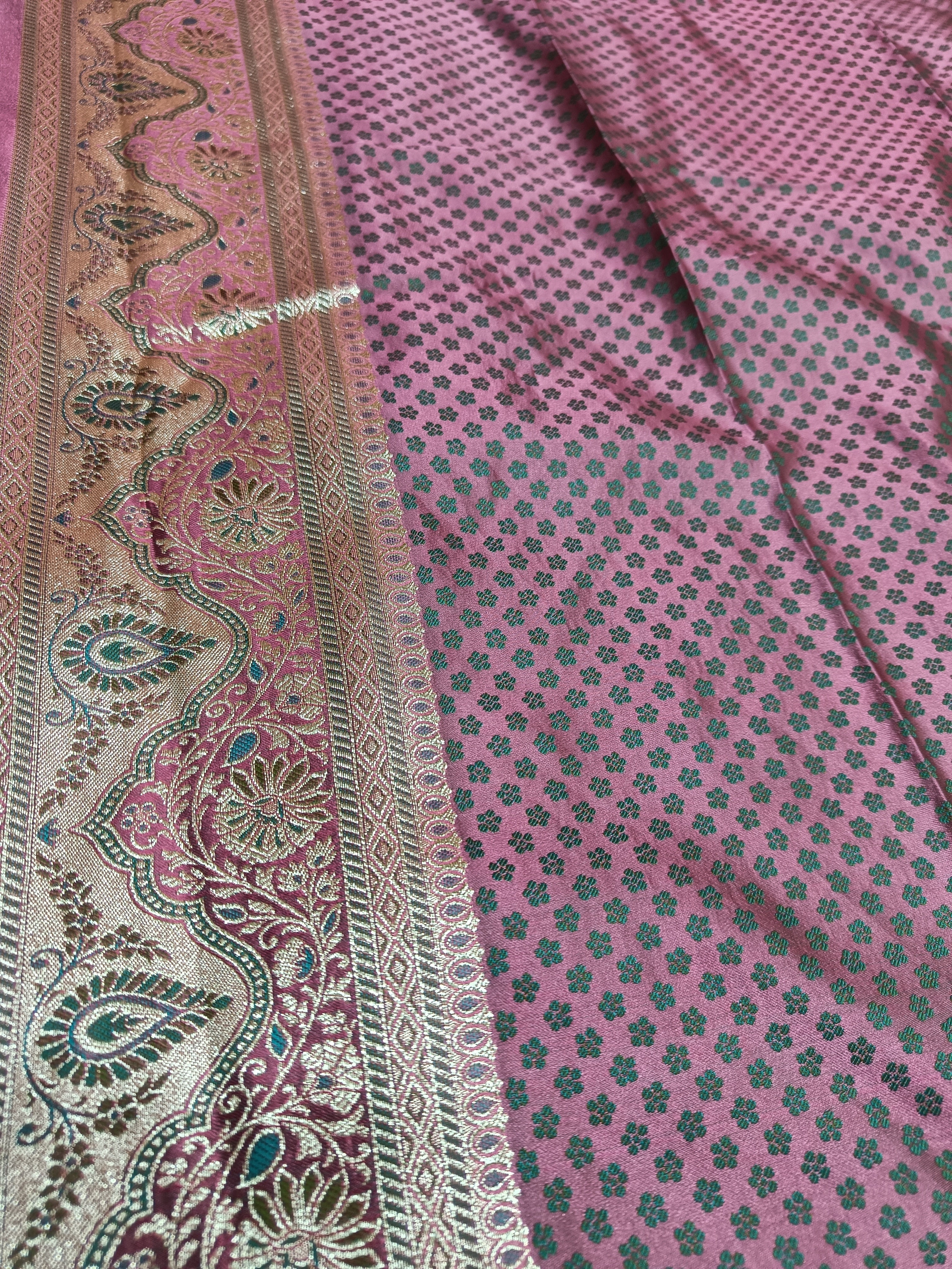Classic Magenta Pink Banarasi Satin Silk Saree