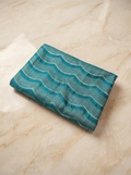 SP219 - Teal Blue Wavy Chevron Banarasi Satin Silk Saree