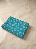 SP231 - Teal Blue Zari Tree Motif Banarasi Satin Silk Saree